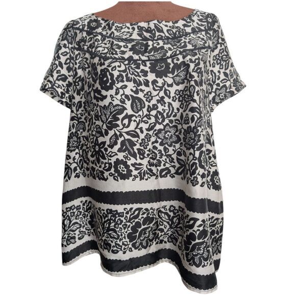 GERARD DAREL Floral Patterned Silk  Short Sleeve Top Size FR42/ USA 10 - Picture 1 of 12